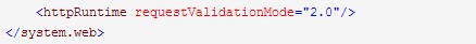 没有httpruntime直接加requestValidationMode